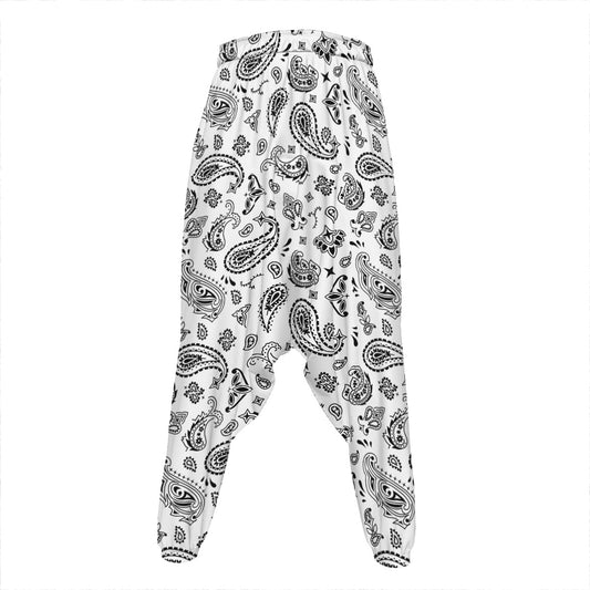 White Paisley Bandana Pattern Print Hammer Pants