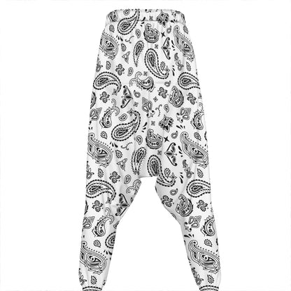 White Paisley Bandana Pattern Print Hammer Pants