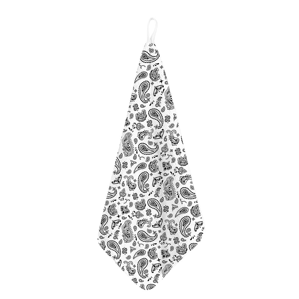 White Paisley Bandana Pattern Print Hand Towel