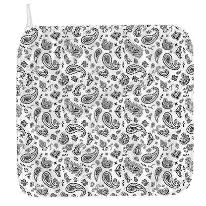White Paisley Bandana Pattern Print Hand Towel