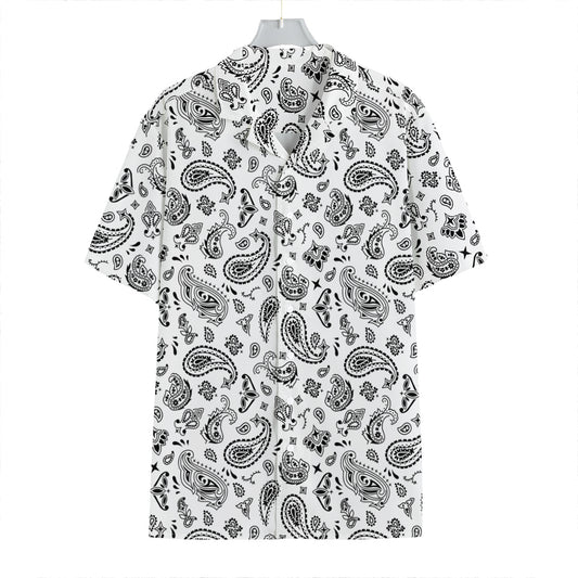 White Paisley Bandana Pattern Print Hawaiian Shirt