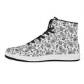 White Paisley Bandana Pattern Print High Top Leather Sneakers