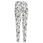 White Paisley Bandana Pattern Print High-Waisted Pocket Leggings