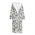 White Paisley Bandana Pattern Print Hooded Bathrobe
