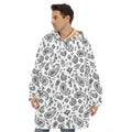 White Paisley Bandana Pattern Print Hoodie Blanket