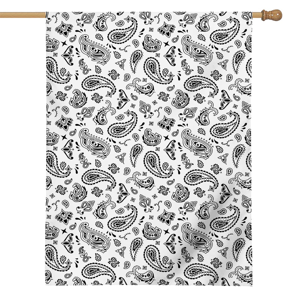 White Paisley Bandana Pattern Print House Flag