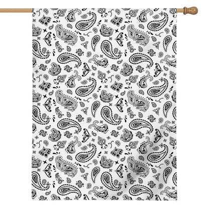 White Paisley Bandana Pattern Print House Flag