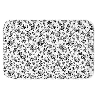 White Paisley Bandana Pattern Print Indoor Door Mat
