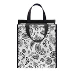 White Paisley Bandana Pattern Print Insulated Lunch Tote