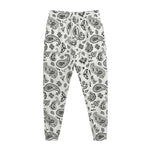 White Paisley Bandana Pattern Print Jogger Pants