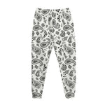 White Paisley Bandana Pattern Print Jogger Pants
