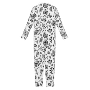 White Paisley Bandana Pattern Print Jumpsuit