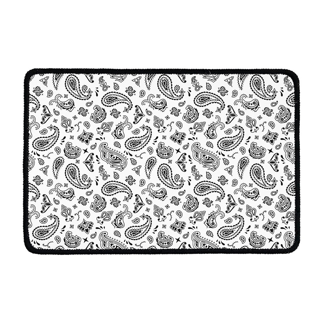 White Paisley Bandana Pattern Print Kitchen Mat
