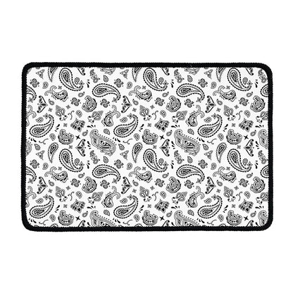 White Paisley Bandana Pattern Print Kitchen Mat