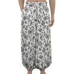 White Paisley Bandana Pattern Print Lantern Pants