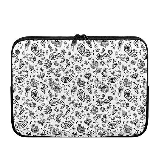 White Paisley Bandana Pattern Print Laptop Sleeve