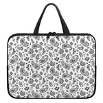 White Paisley Bandana Pattern Print Laptop Sleeve With Handle