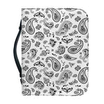 White Paisley Bandana Pattern Print Leather Bible Cover