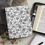 White Paisley Bandana Pattern Print Leather Bible Cover