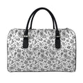 White Paisley Bandana Pattern Print Leather Duffel Bag