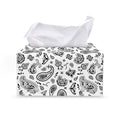 White Paisley Bandana Pattern Print Leather Tissue Box Cover