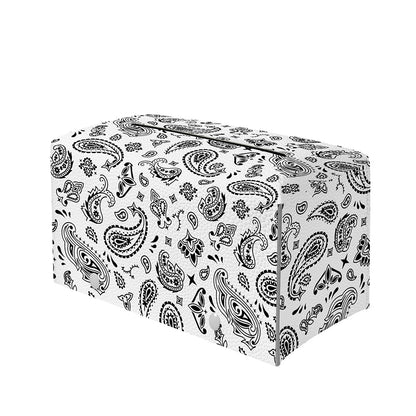 White Paisley Bandana Pattern Print Leather Tissue Box Cover