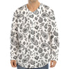 White Paisley Bandana Pattern Print Long Sleeve Baseball Jersey