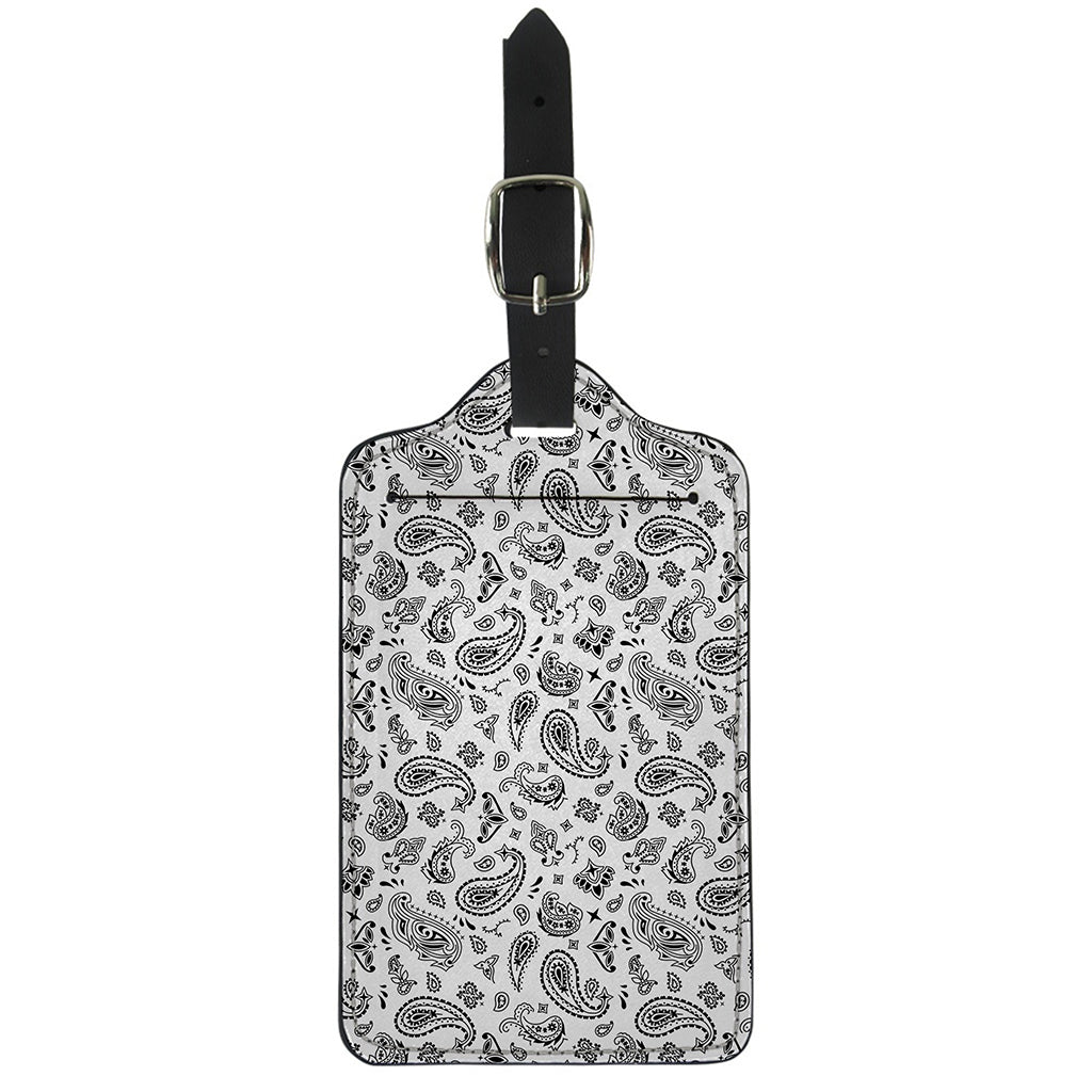 White Paisley Bandana Pattern Print Luggage Tag