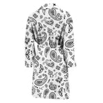 White Paisley Bandana Pattern Print Men's Bathrobe