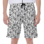 White Paisley Bandana Pattern Print Men's Beach Shorts