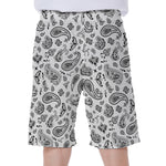 White Paisley Bandana Pattern Print Men's Beach Shorts