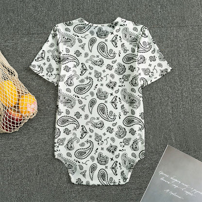 White Paisley Bandana Pattern Print Men's Bodysuit