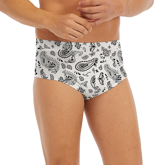 White Paisley Bandana Pattern Print Men's Briefs