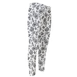 White Paisley Bandana Pattern Print Men's Compression Pants