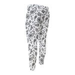 White Paisley Bandana Pattern Print Men's Compression Pants