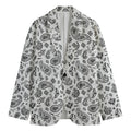 White Paisley Bandana Pattern Print Men's Cotton Blazer