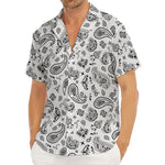 White Paisley Bandana Pattern Print Men's Deep V-Neck Shirt