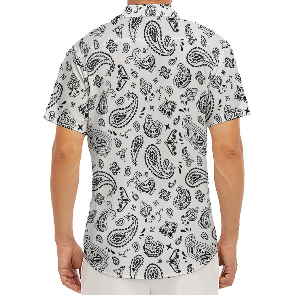 White Paisley Bandana Pattern Print Men's Deep V-Neck Shirt