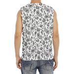 White Paisley Bandana Pattern Print Men's Fitness Tank Top