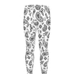 White Paisley Bandana Pattern Print Men's leggings