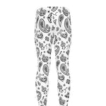 White Paisley Bandana Pattern Print Men's leggings