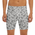 White Paisley Bandana Pattern Print Men's Long Boxer Briefs