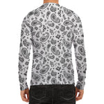 White Paisley Bandana Pattern Print Men's Long Sleeve Rash Guard
