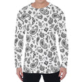 White Paisley Bandana Pattern Print Men's Long Sleeve T-Shirt