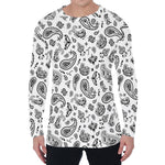 White Paisley Bandana Pattern Print Men's Long Sleeve T-Shirt