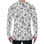 White Paisley Bandana Pattern Print Men's Long Sleeve T-Shirt