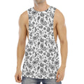 White Paisley Bandana Pattern Print Men's Muscle Tank Top