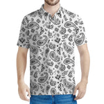 White Paisley Bandana Pattern Print Men's Polo Shirt