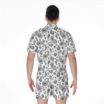 White Paisley Bandana Pattern Print Men's Rompers