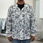 White Paisley Bandana Pattern Print Men's Shirt Jacket